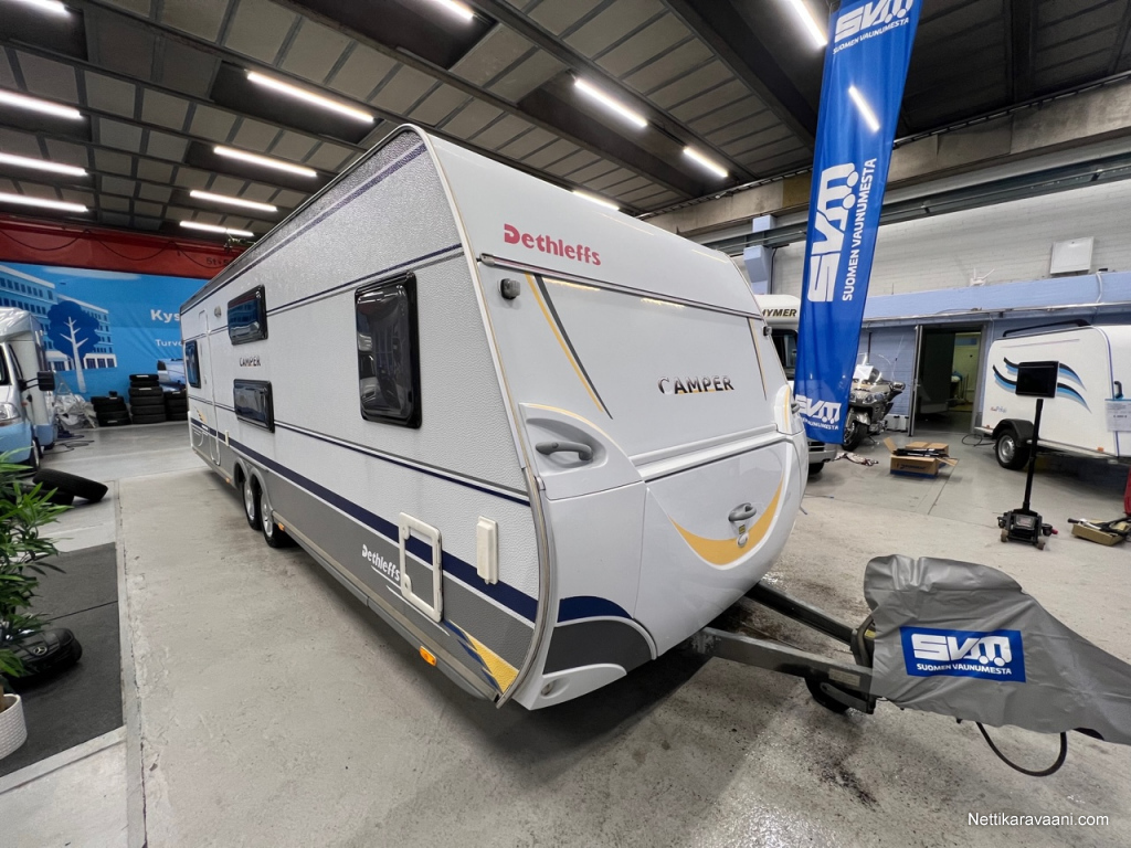 Dethleffs Camper 720 SK, Tilava ja lämmin vaunu kausipaikalle tai vetoon!  Alde 3010, kahdet renkaat ym. 2008 - Travel box - Nettikaravaani